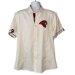 Barabas Cumberland White Short Sleeve Button Down With Tiger Logo